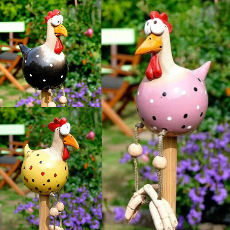 Resin Art Sculptures - Funny Chicken Fence Decor Resin Statues
