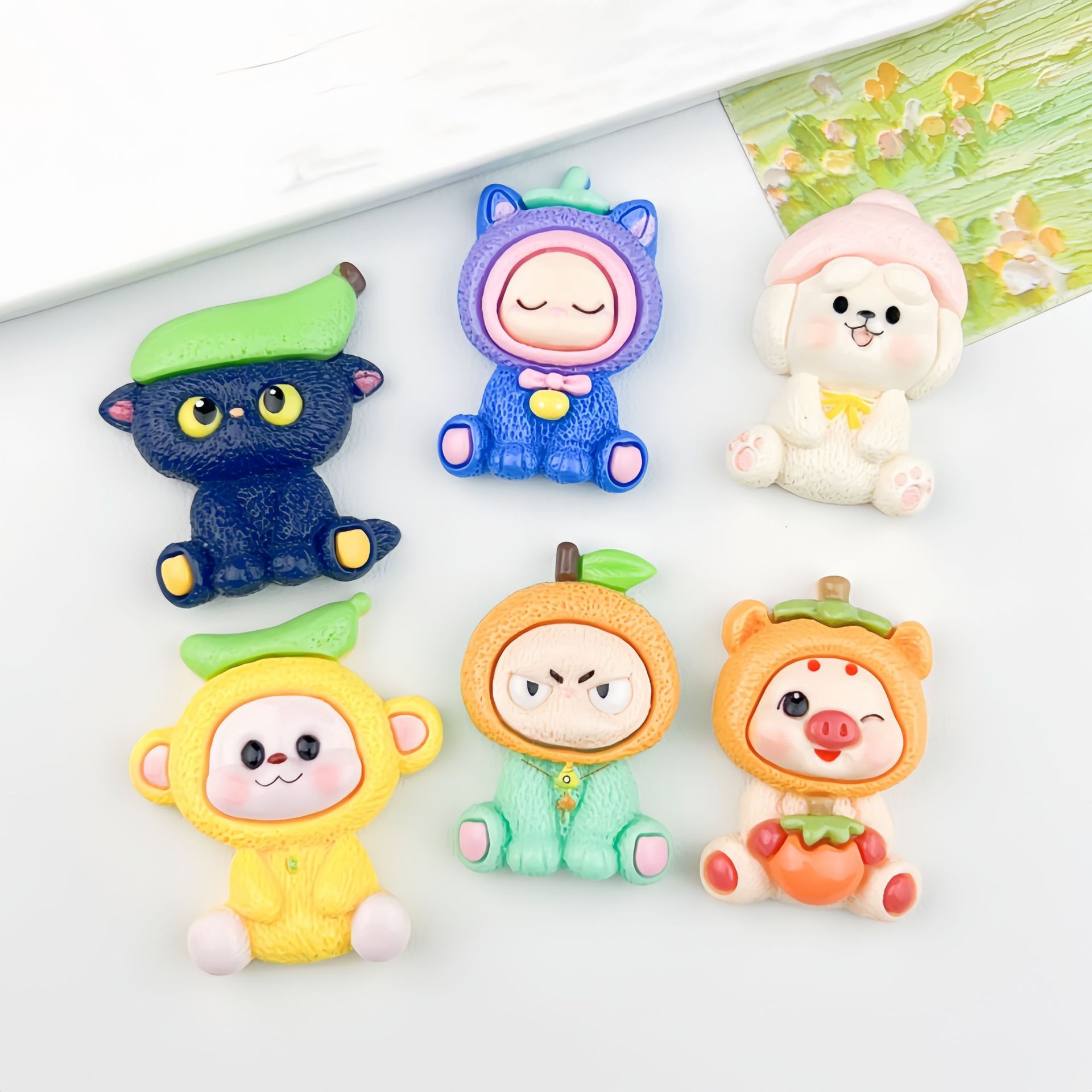 Resin Art Phone Case - 2pcs Cartoon big card sitting animal