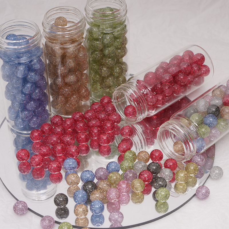 Resin Art Engagement - 8/10mm Resins Round Shaped Beads Glitter