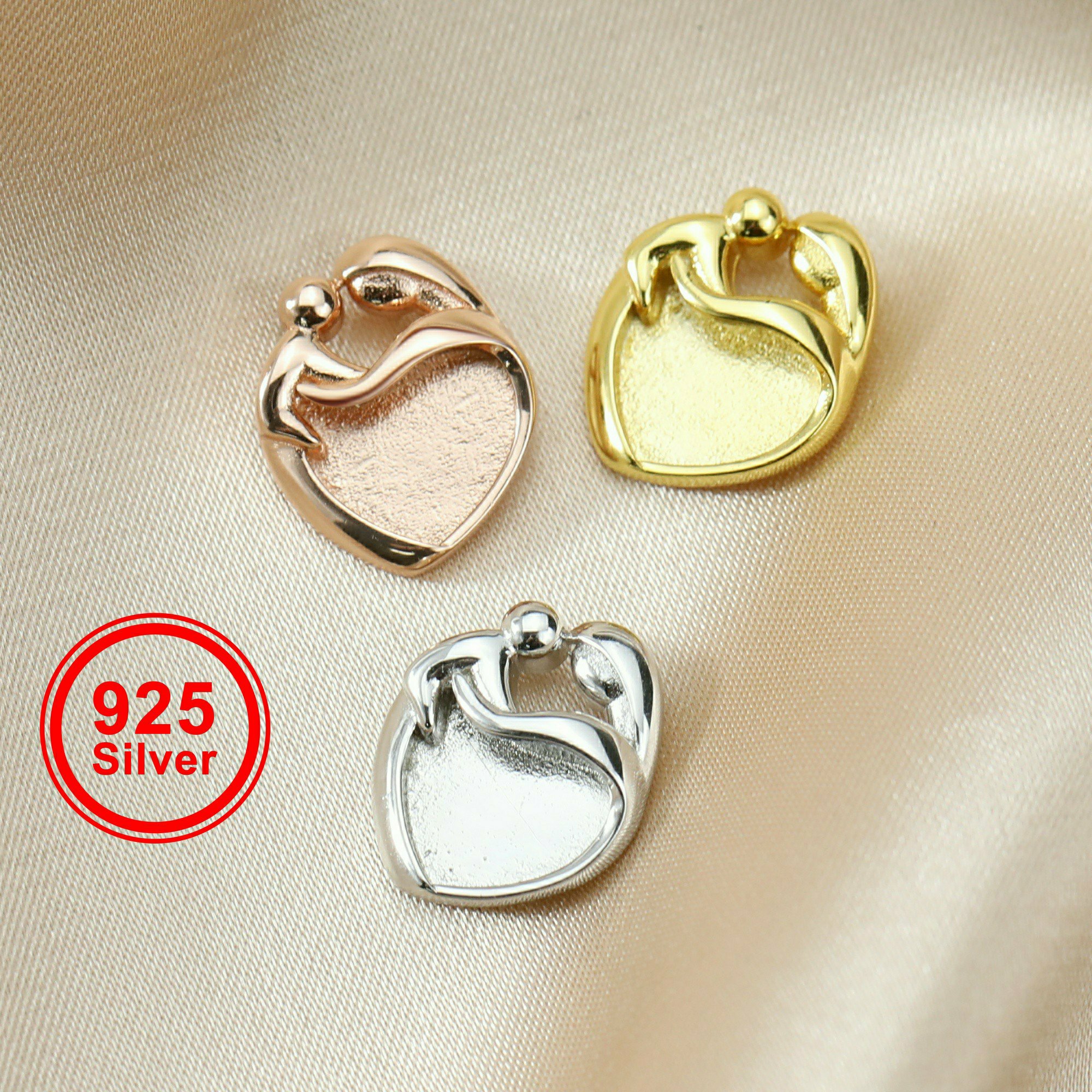 Bezels Pendant Resin - 9MM Heart Bezel Settings Mother Baby