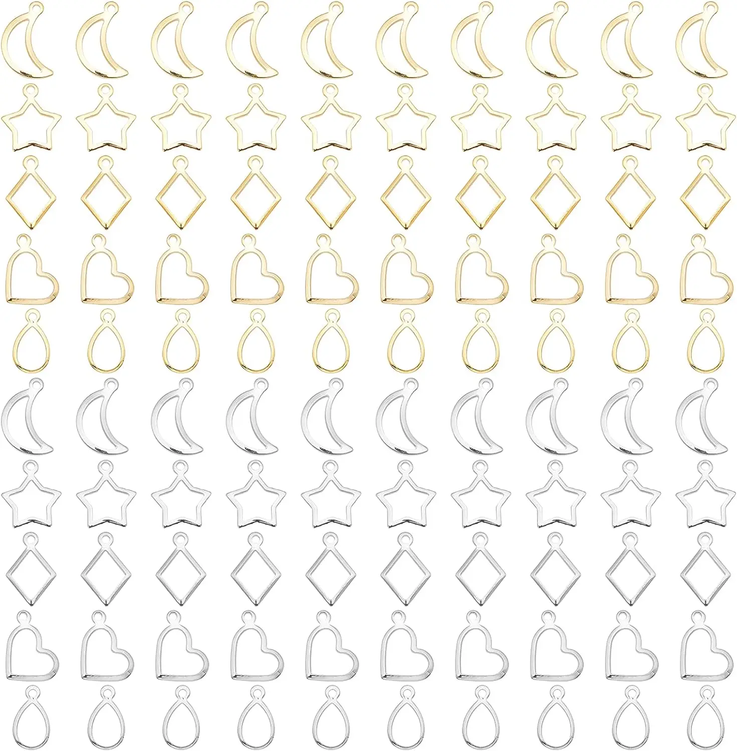 Bezels Pendant Resin - Hollow Frame Pendants 100pcs 10 Styles