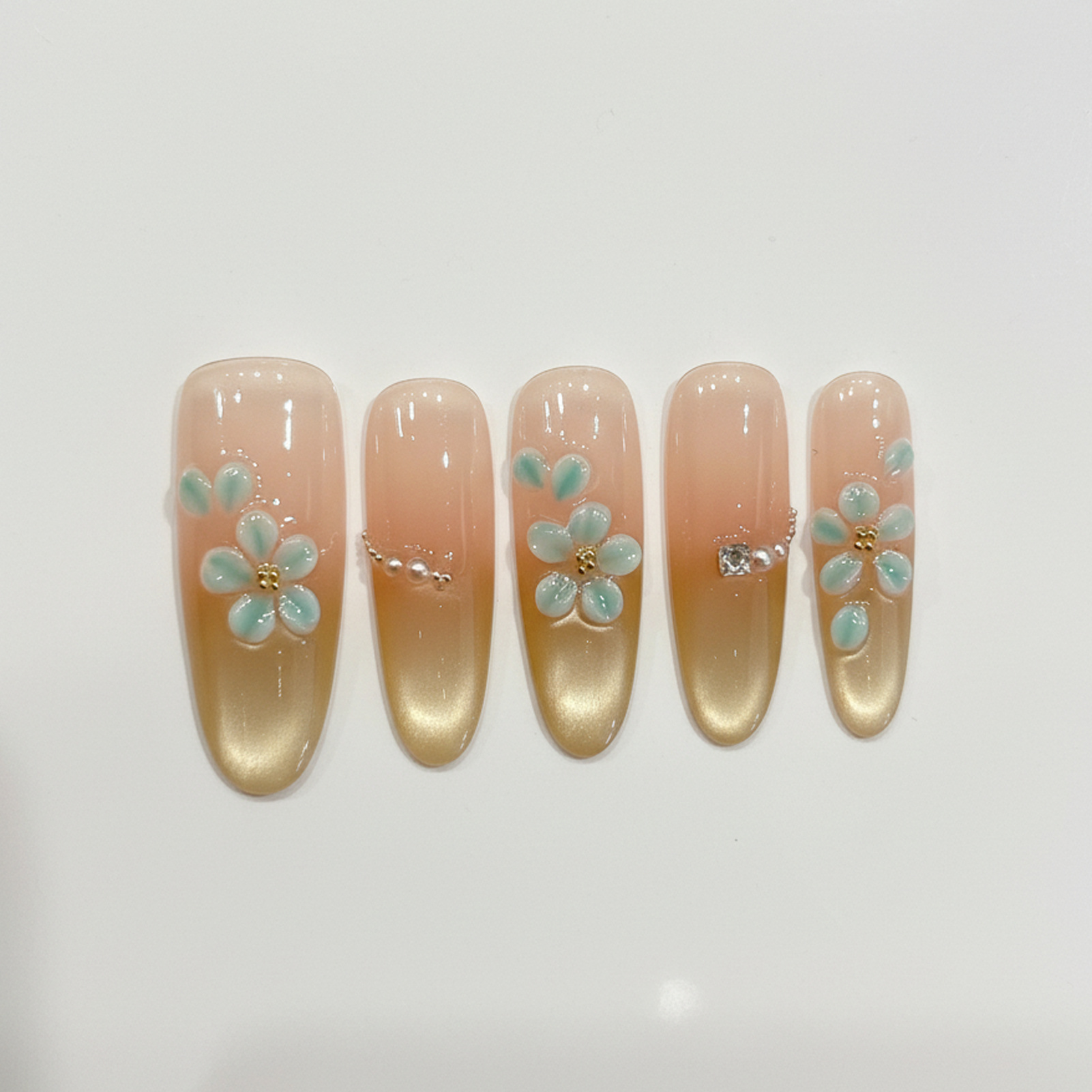 Resin Art Flower - Handmade Fake Nails 10pcs Wearable Artificial