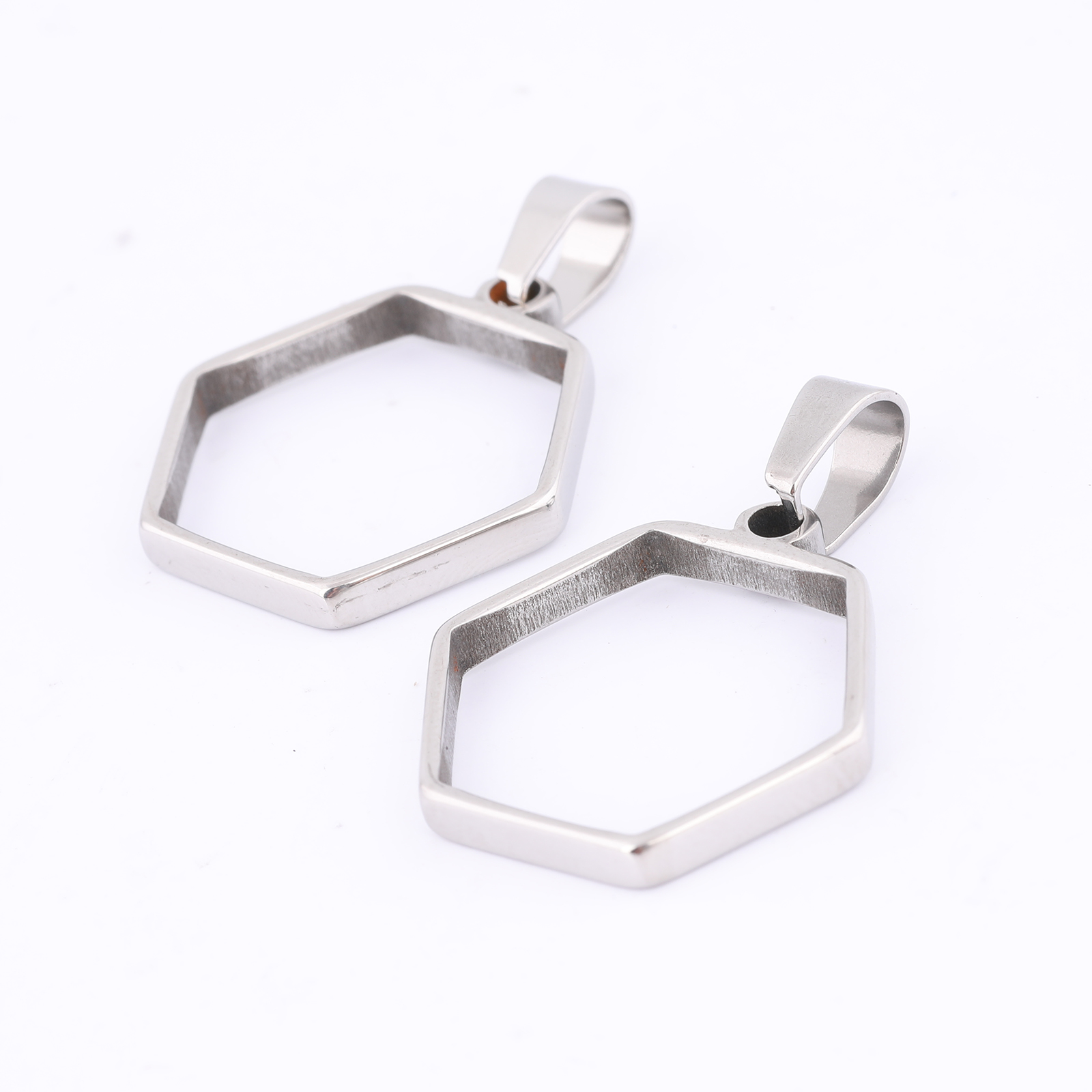 Bezels Pendant Resin - 10pcs Stainless Steel Hexagon Open Bezel