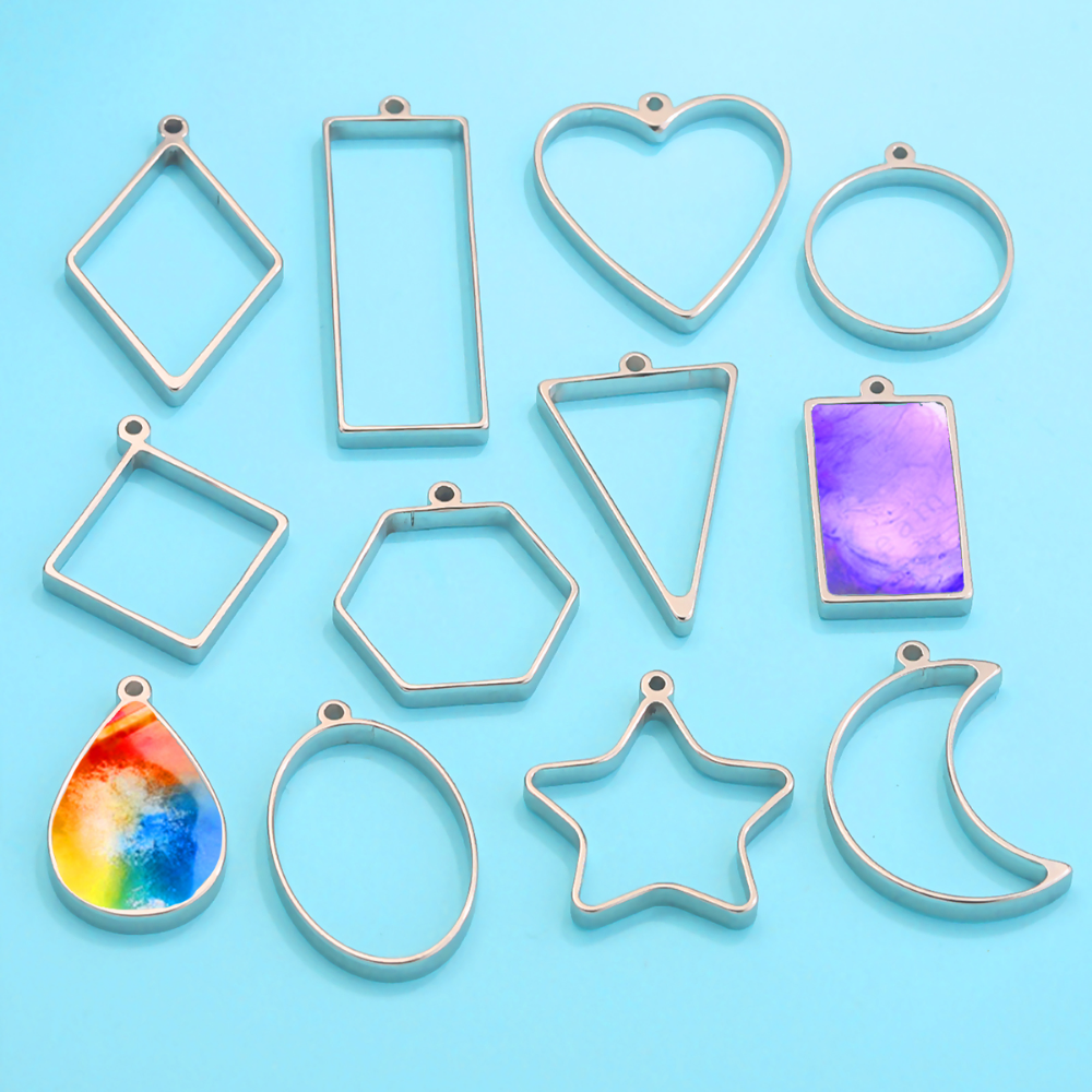 Bezels Pendant Resin - 10pcs Stainless Steel No Fading Heart