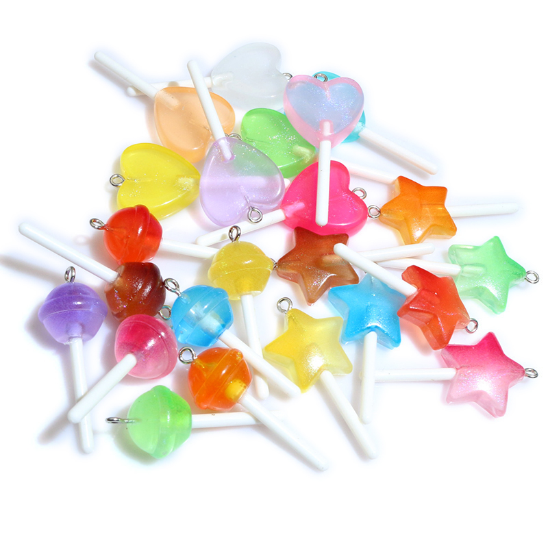 Resin Art Engagement - 10pcs Resin Pendants Shiny Round Star