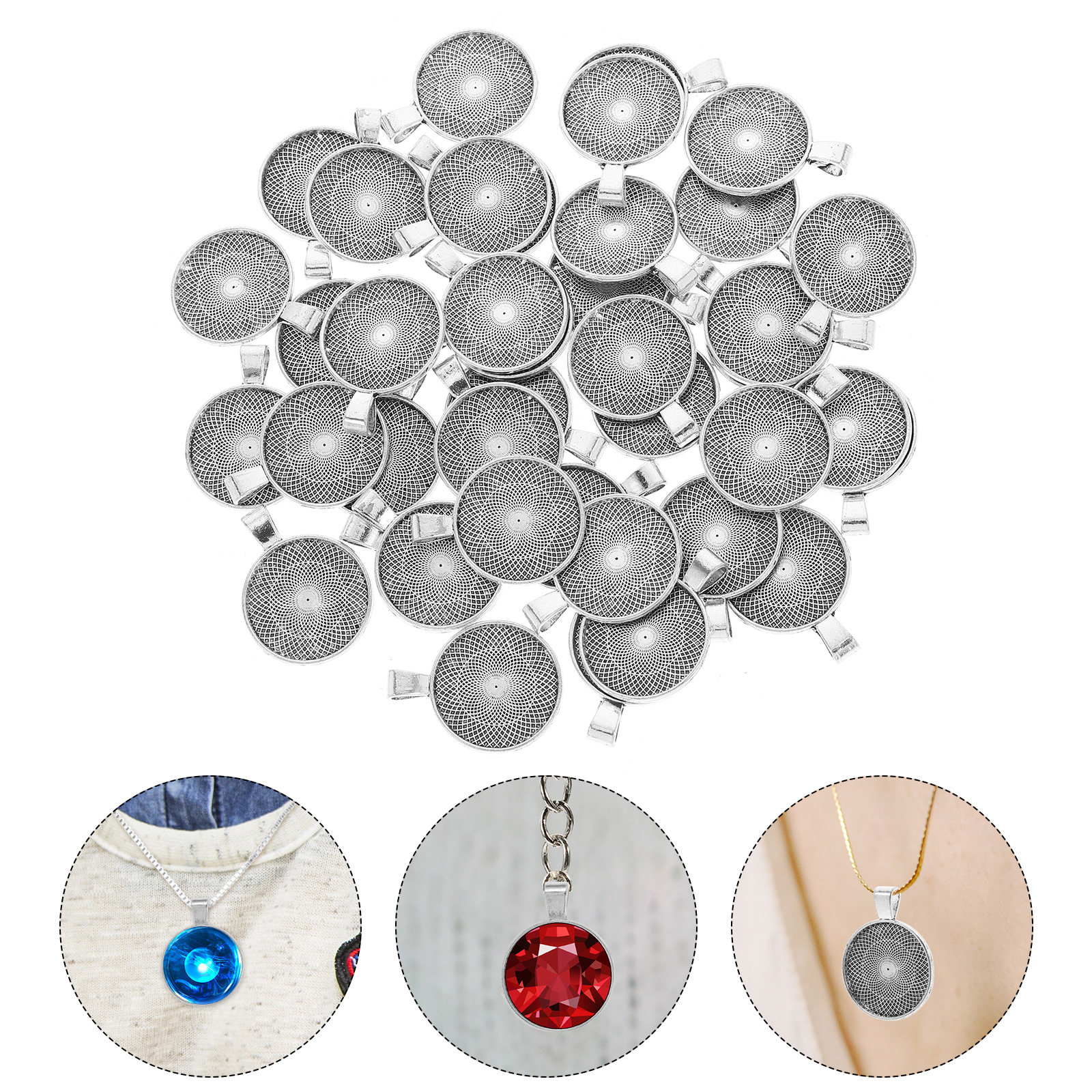 Bezels Pendant Resin - 40Pcs Round Pendant Trays Flat Bezel