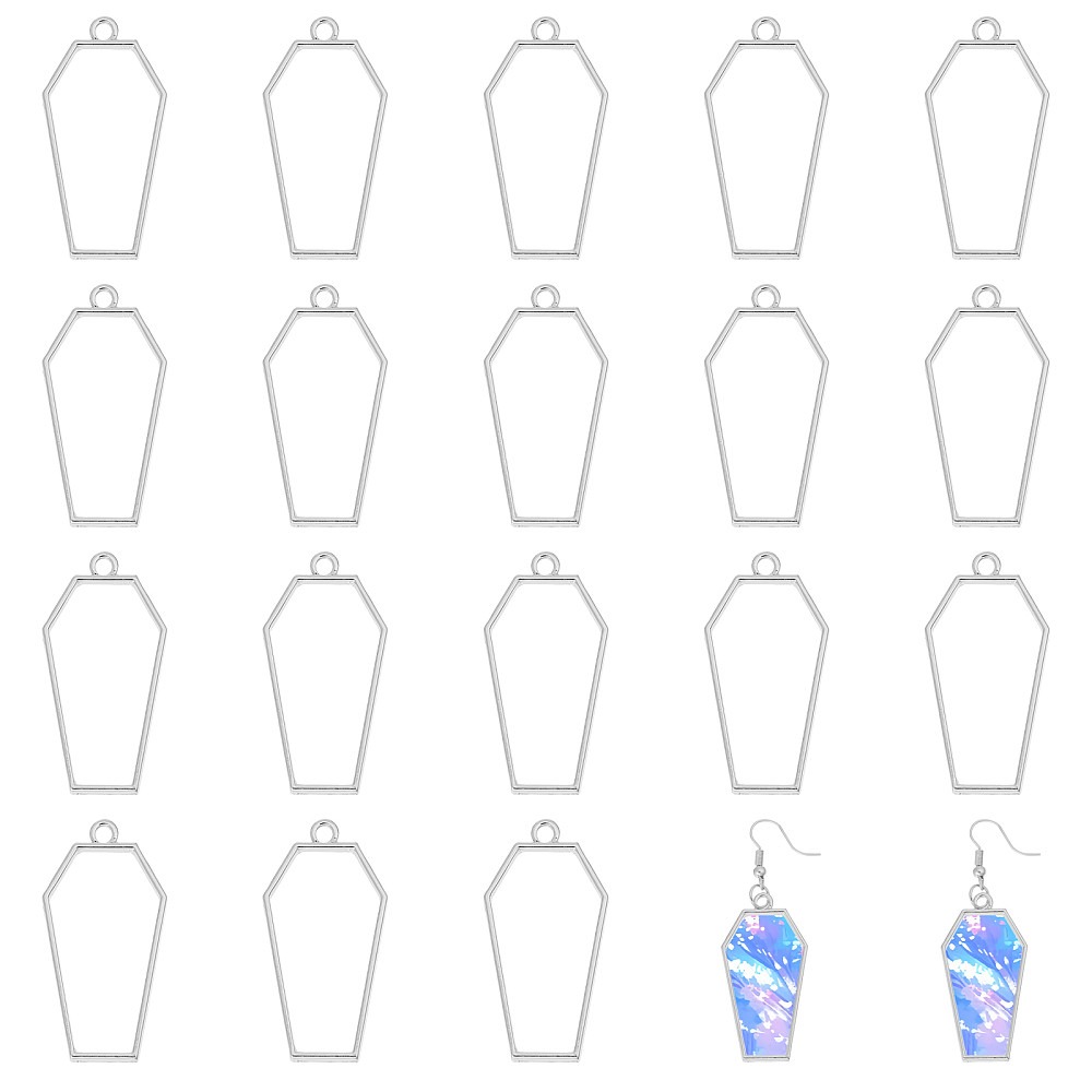 Bezels Pendant Resin - Alloy Open Bezel Blank Coffin Shape