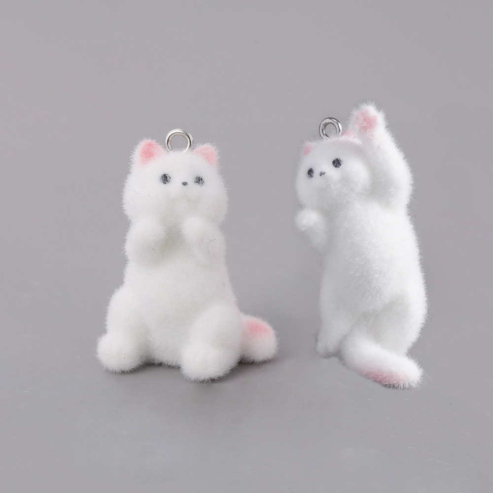Resin Art Engagement - 2pcs Flocking Little Cat Resin Charms