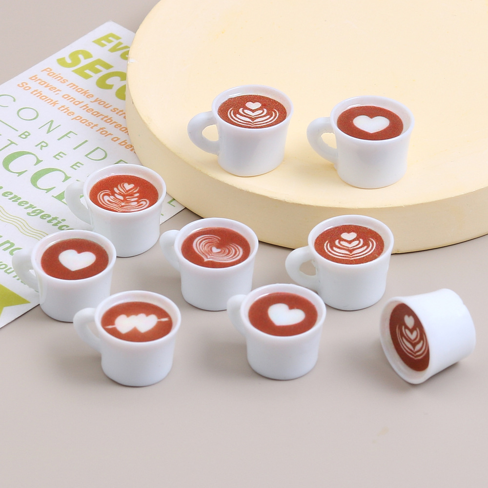 Resin Art Engagement - 10pcs Love Heart Coffee Cup Resin