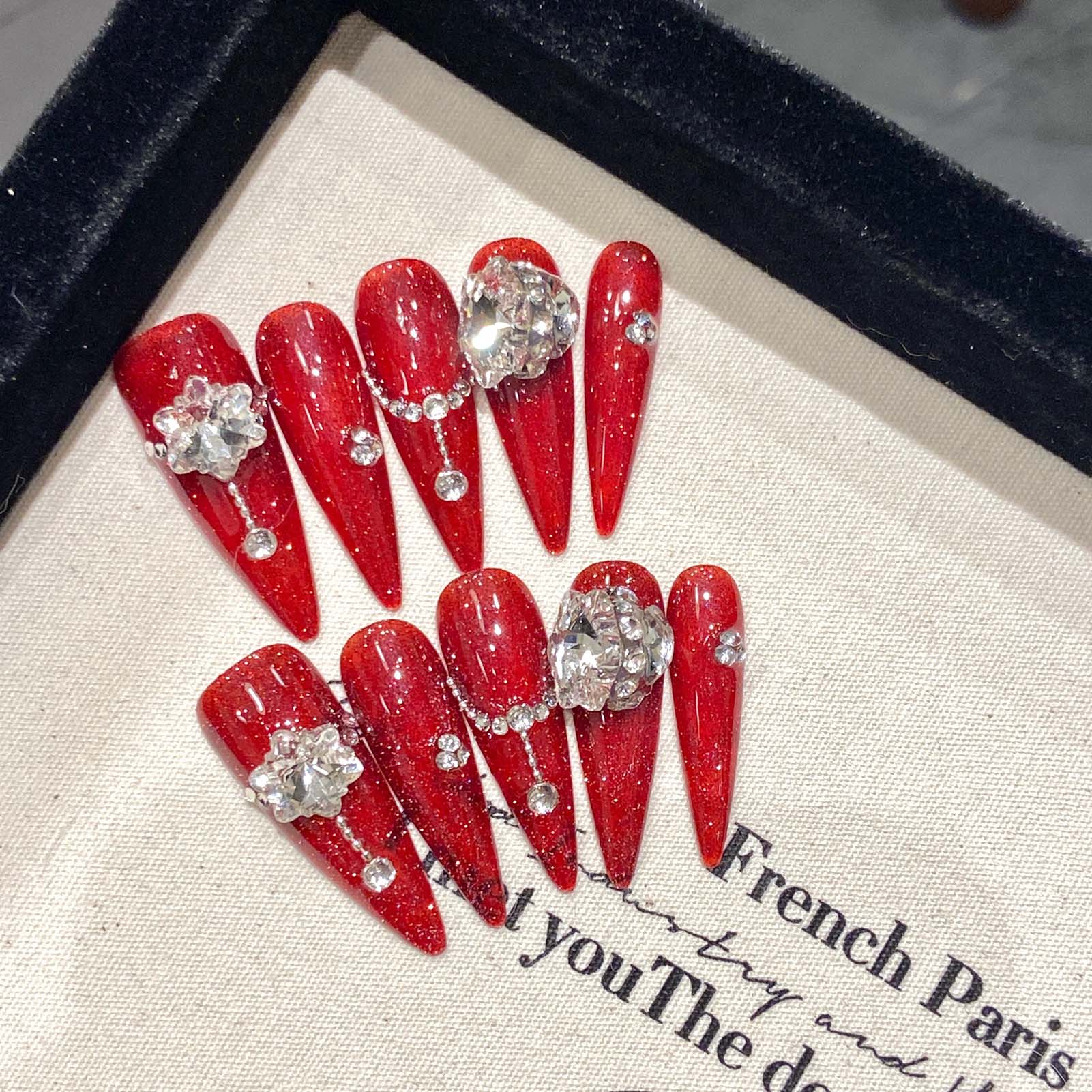 10pcs Handmade Red False Nails – обзор и цена Resin Art Flower