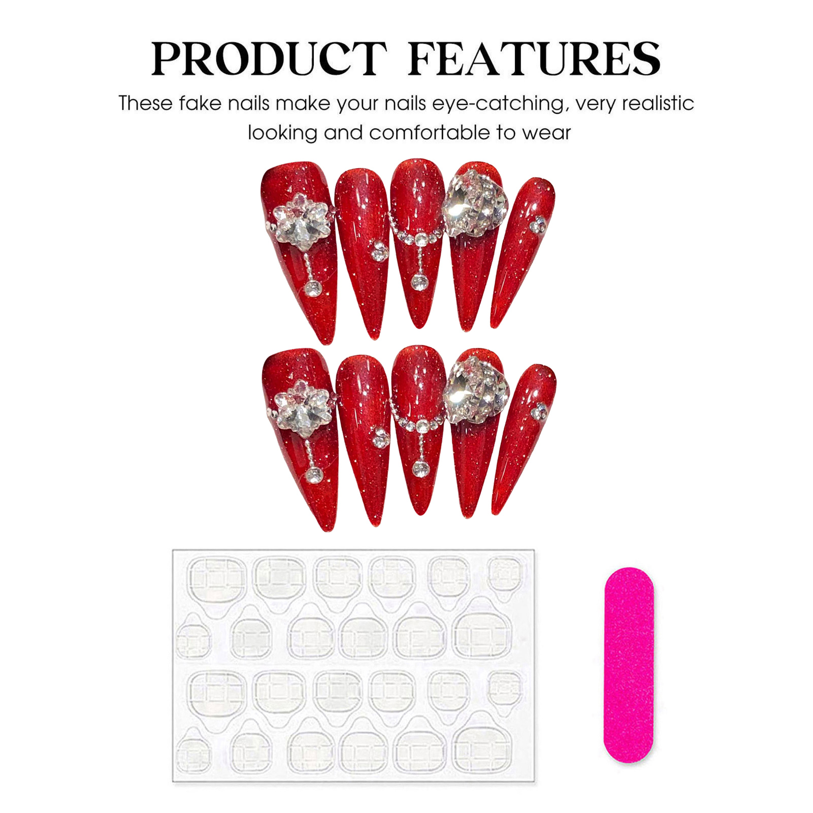 10pcs Handmade Red False Nails – обзор и цена Resin Art Flower