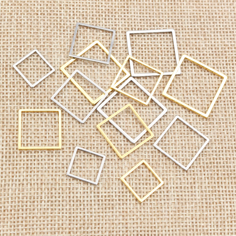 20pcs 3 Size Square Charm Gold – обзор и цена Bezels Pendant Resin