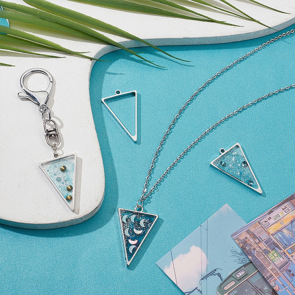 16Pcs Stainless Steel Triangle – обзор и цена Bezels Pendant Resin