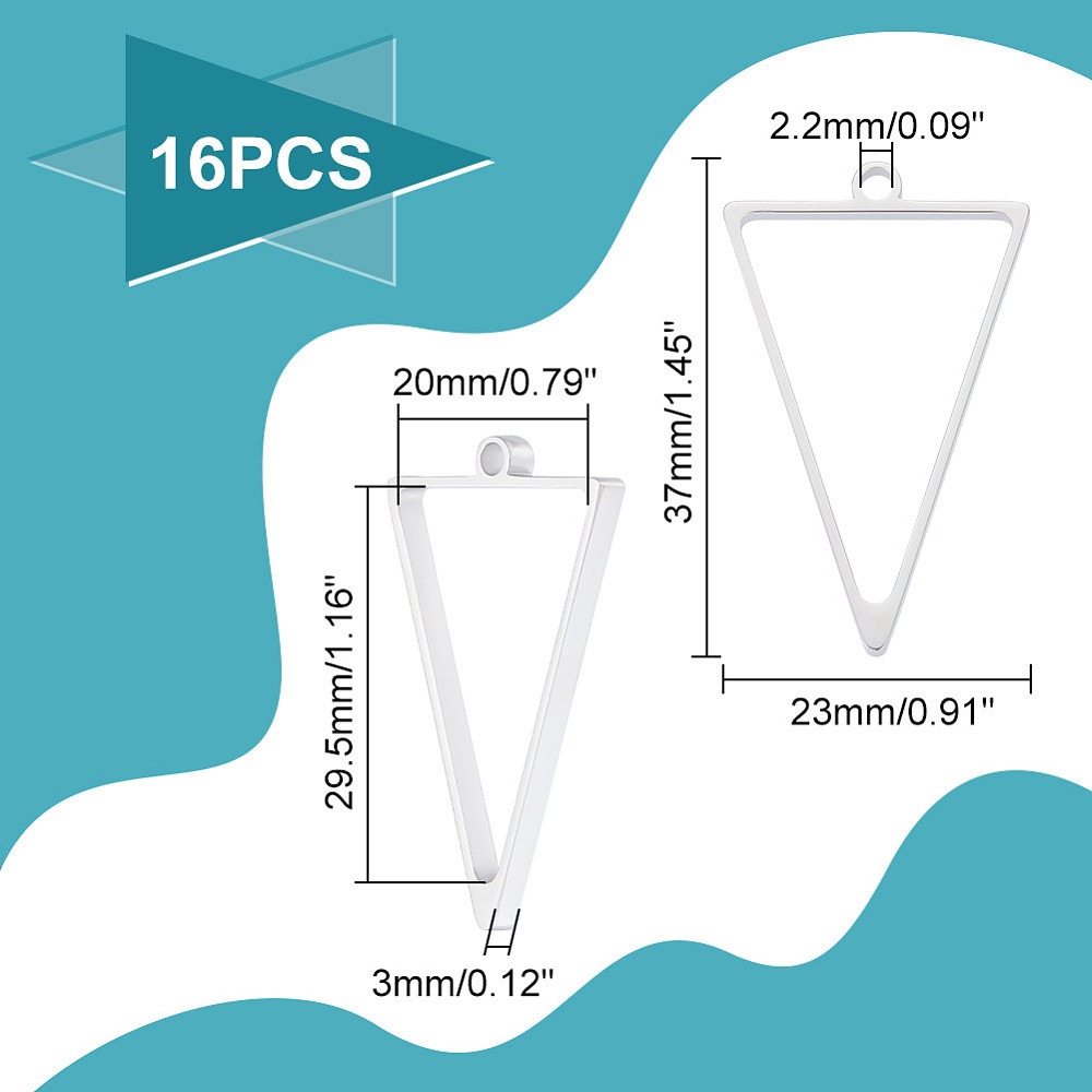 16Pcs Stainless Steel Triangle – обзор и цена Bezels Pendant Resin