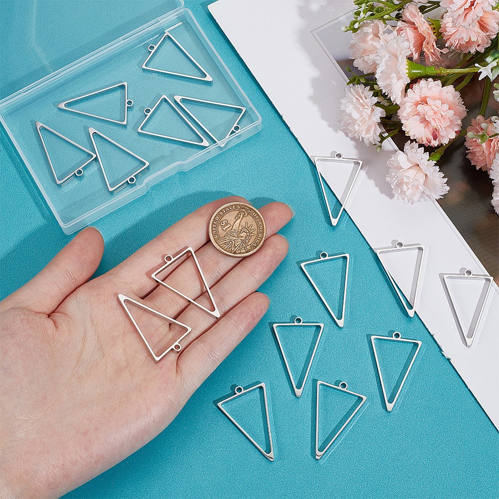 16Pcs Stainless Steel Triangle – обзор и цена Bezels Pendant Resin