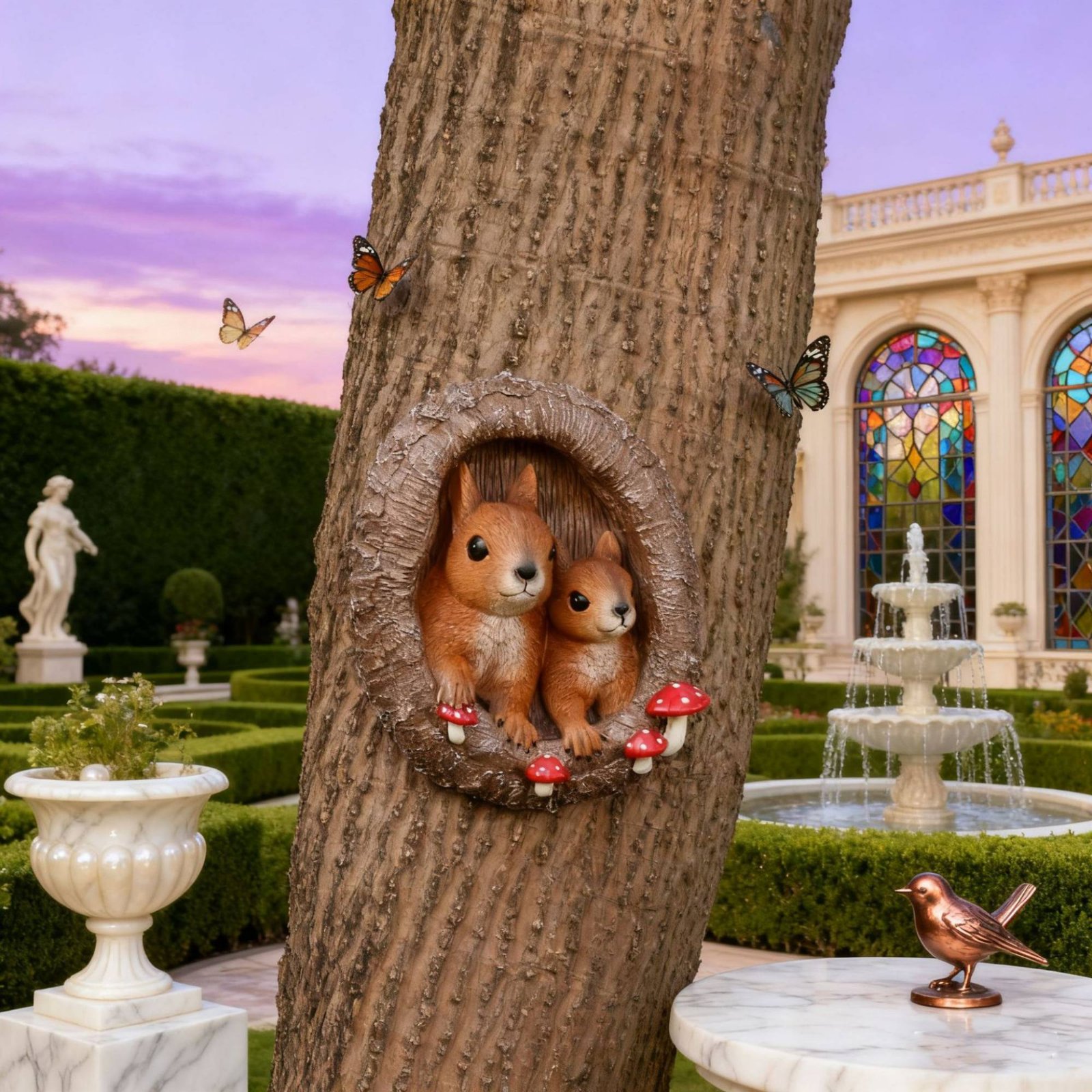 Squirrels in Tree Hollow Statu – обзор и цена Resin Art Sculptures