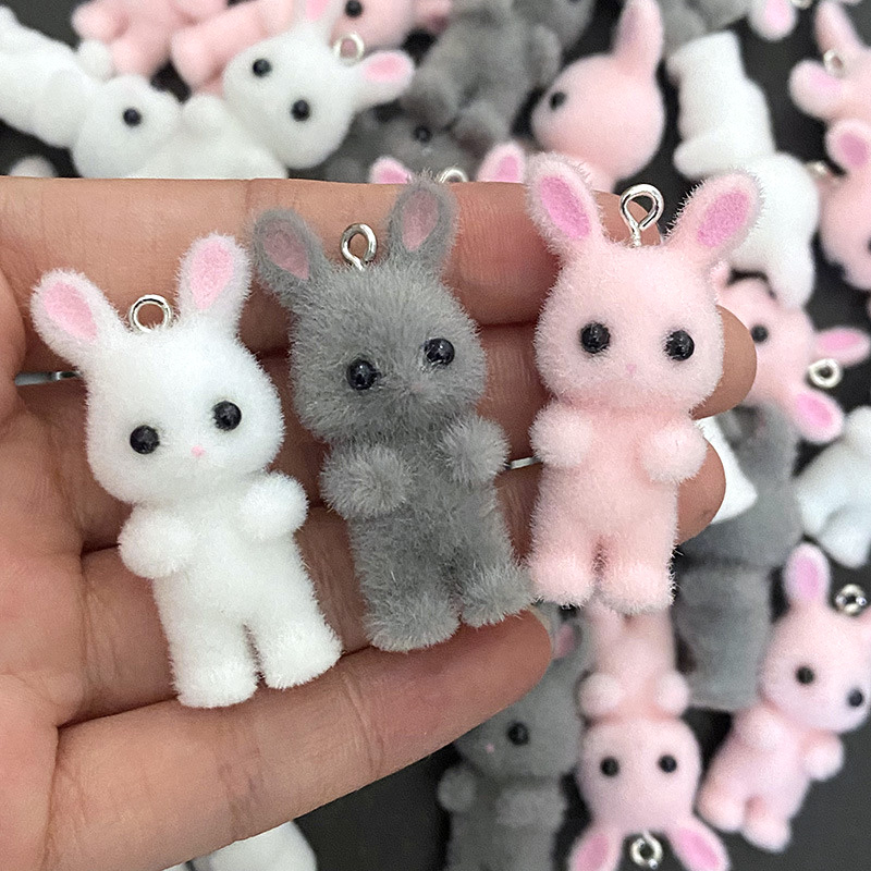 5pcs/lot Cute Flocking Rabbit  – обзор и цена Resin Art Engagement