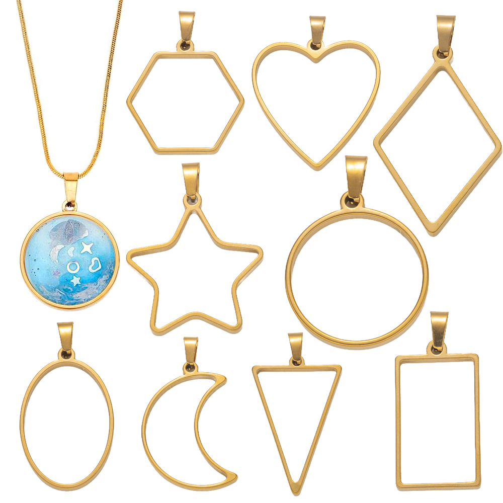 5pcs Stainless Steel Open Back – обзор и цена Bezels Pendant Resin