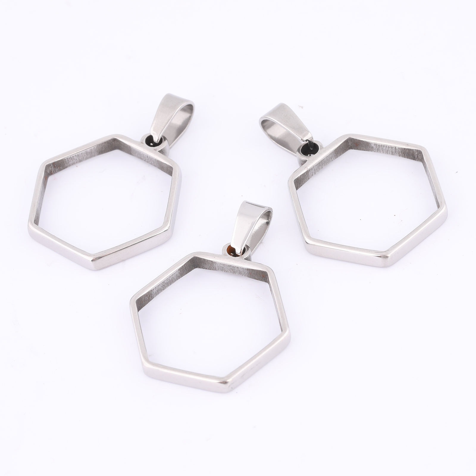 10pcs Stainless Steel Hexagon  – обзор и цена Bezels Pendant Resin