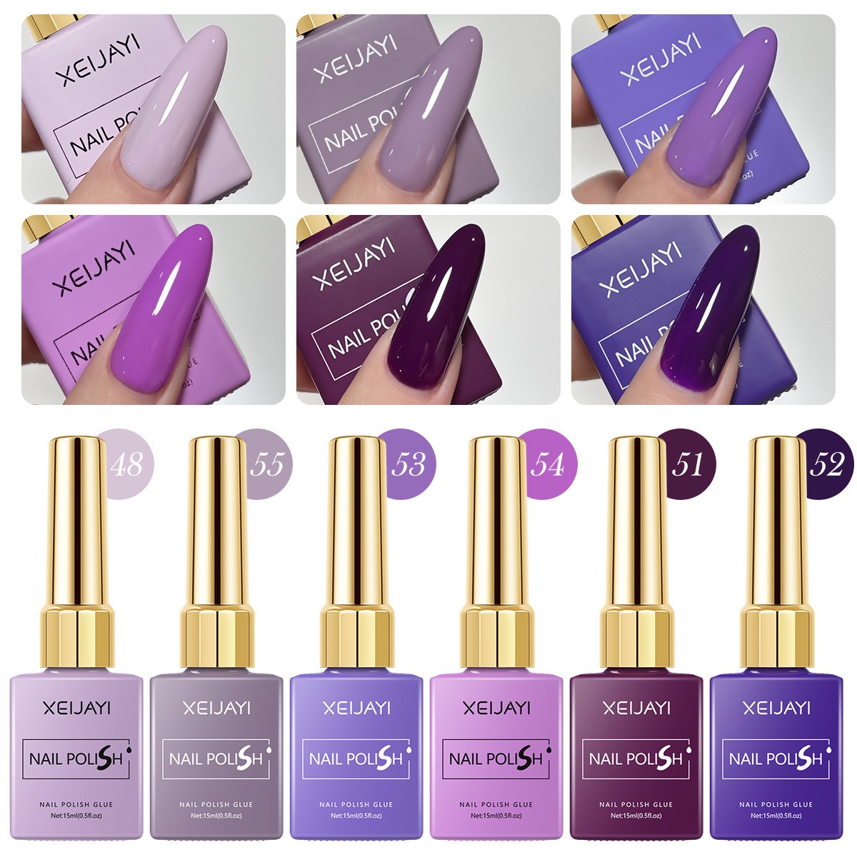 6PCS/SET 15ml Gel Nail Polish  – обзор и цена Resin Art Purple