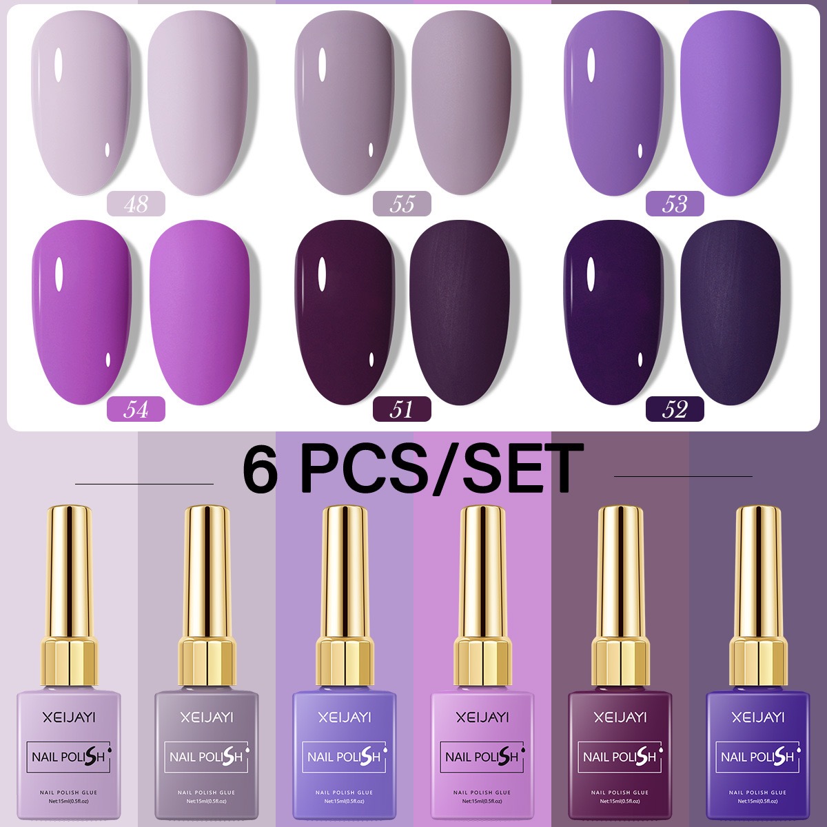 6PCS/SET 15ml Gel Nail Polish  – обзор и цена Resin Art Purple