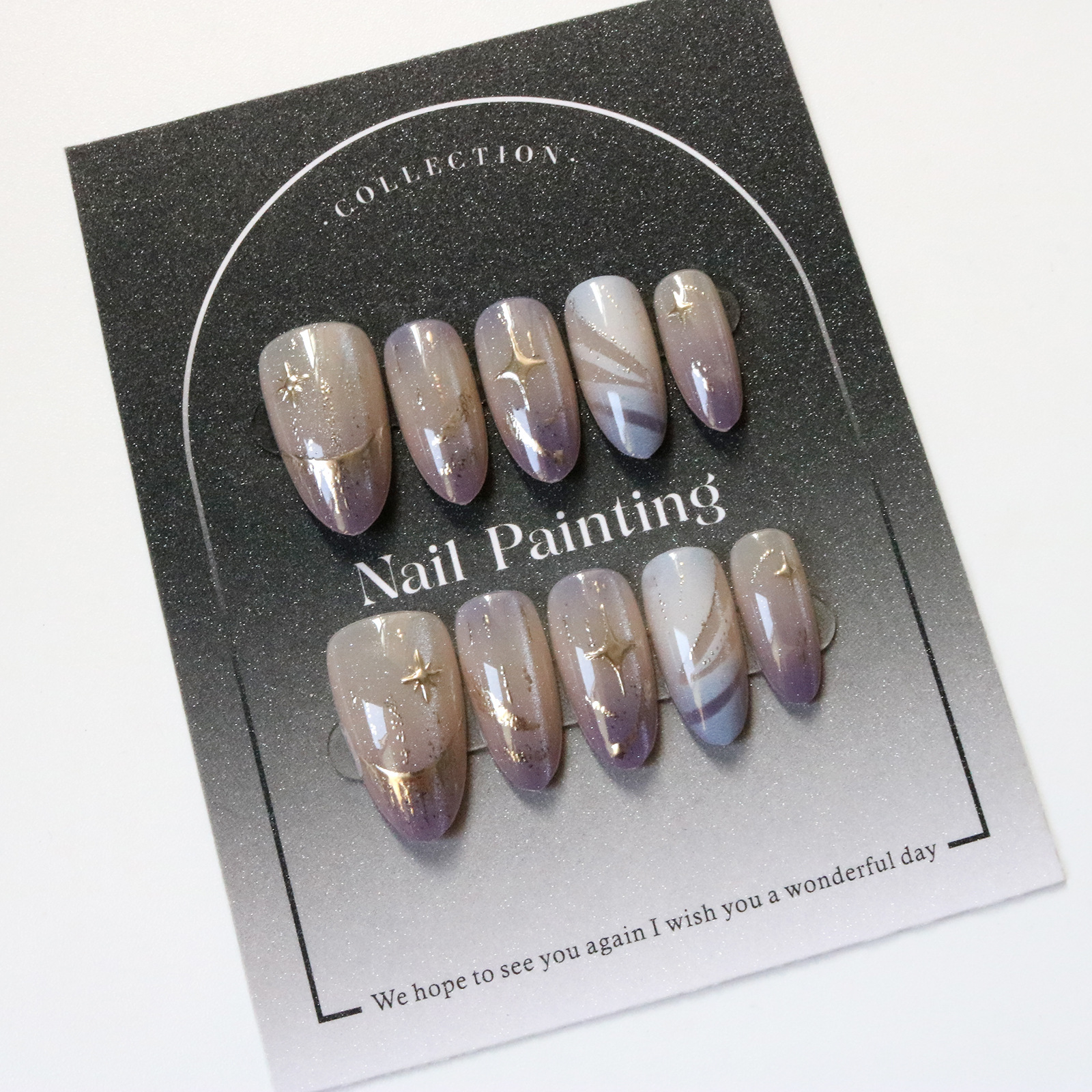 10pcs Cat Eye Purple False Nai – обзор и цена Resin Art Purple