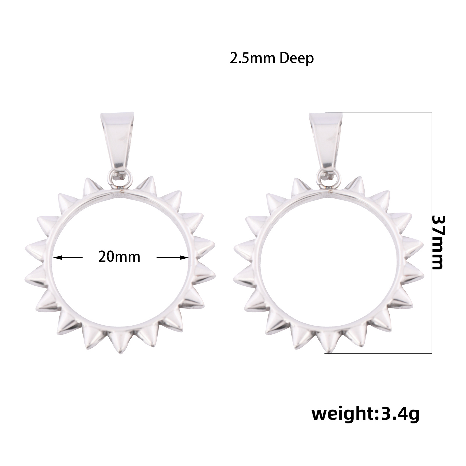 10pcs Stainless Steel Spiked R – обзор и цена Bezels Pendant Resin