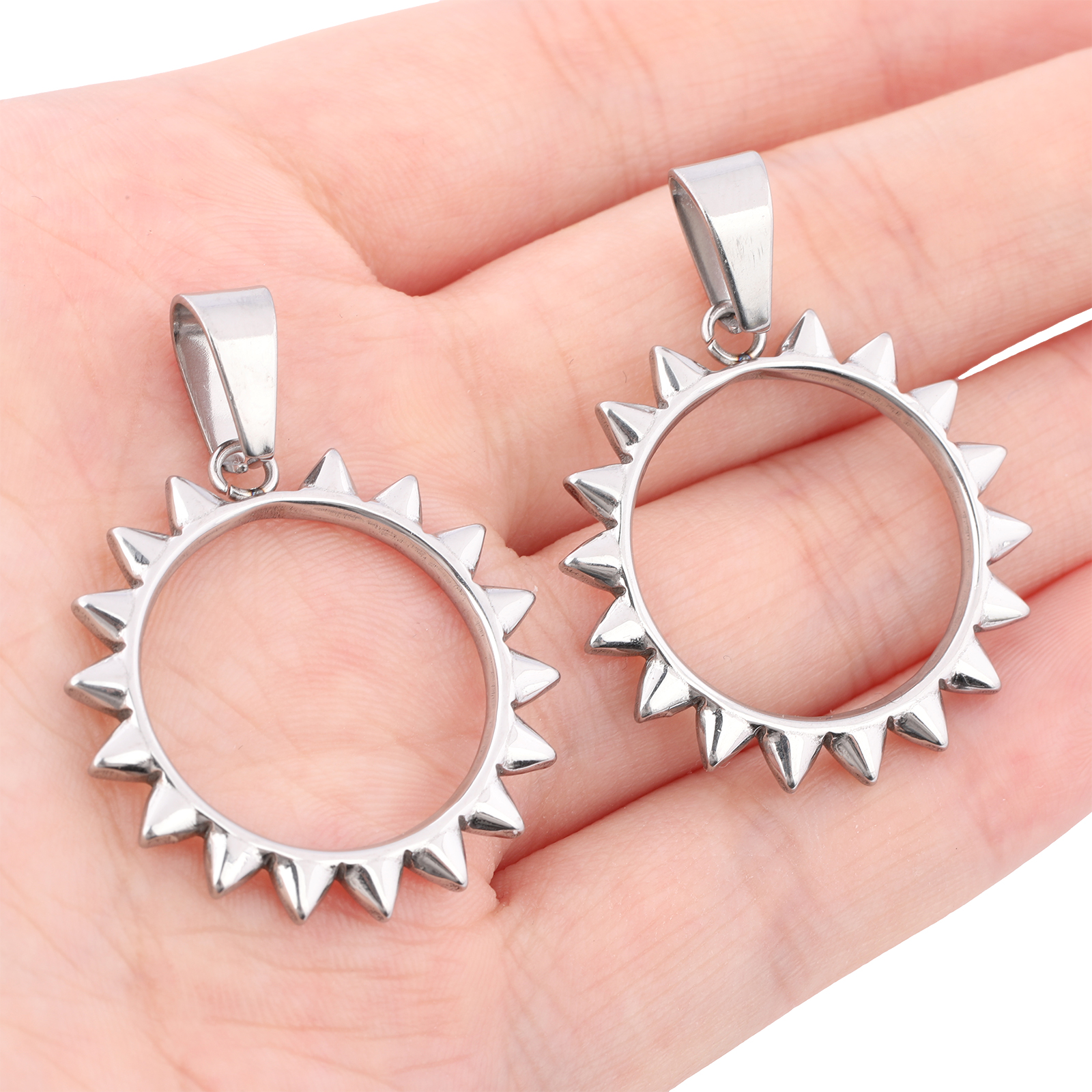 10pcs Stainless Steel Spiked R – обзор и цена Bezels Pendant Resin