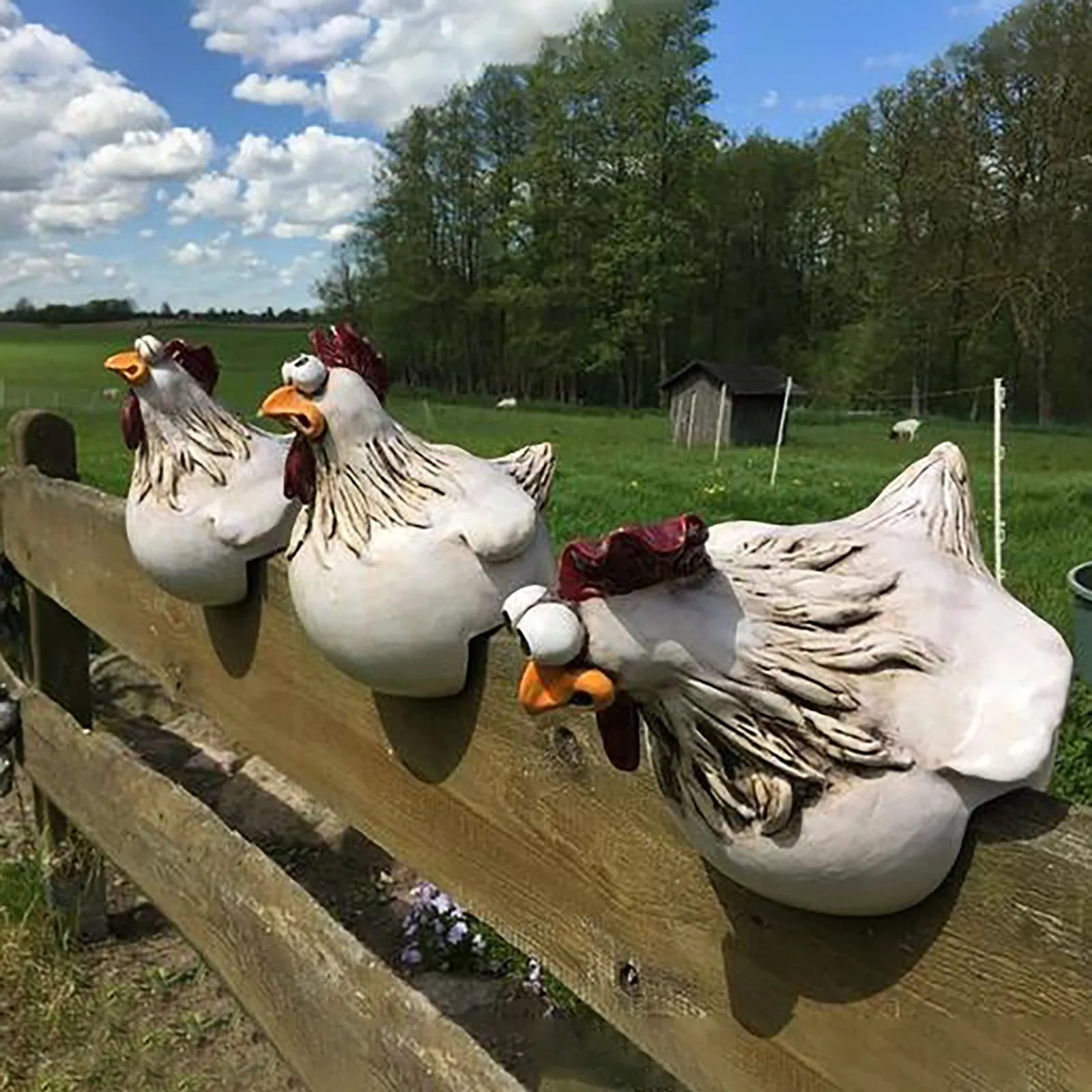 Funny Chicken Fence Decor Stat – обзор и цена Resin Art Sculptures