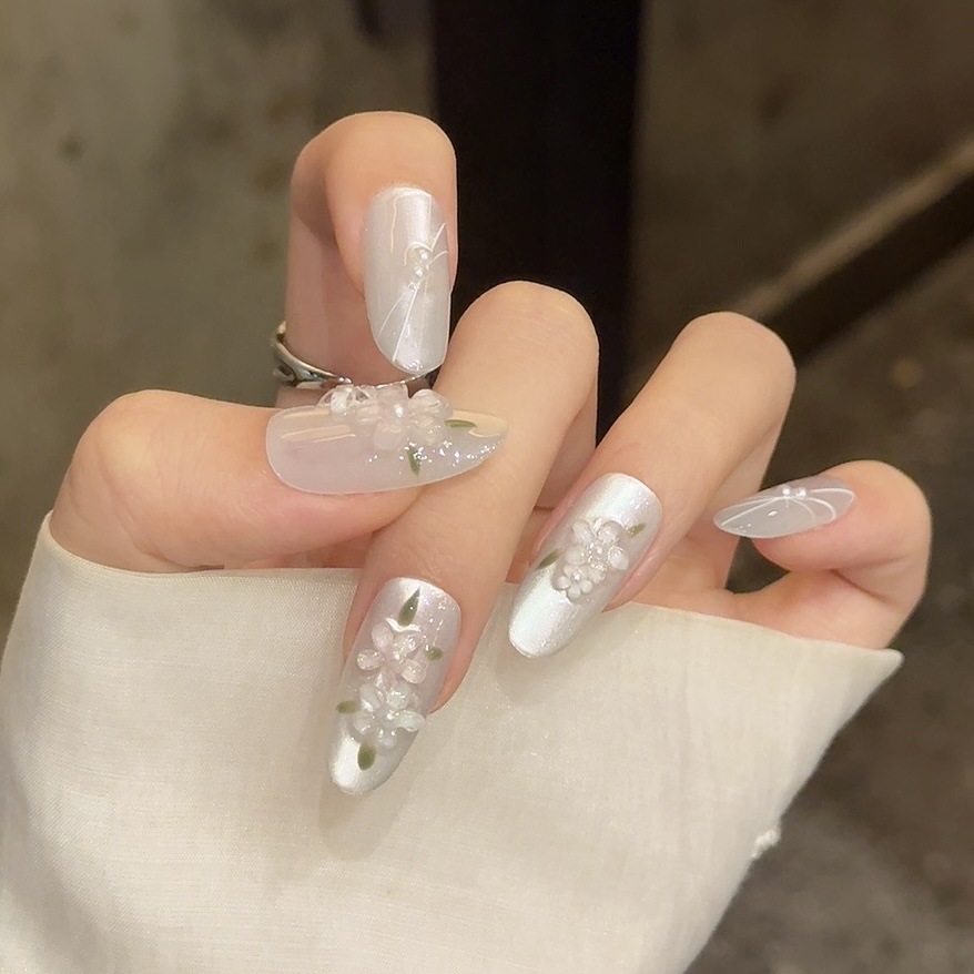 10pcs Glitter Sliver Press On  – обзор и цена Resin Art Flower