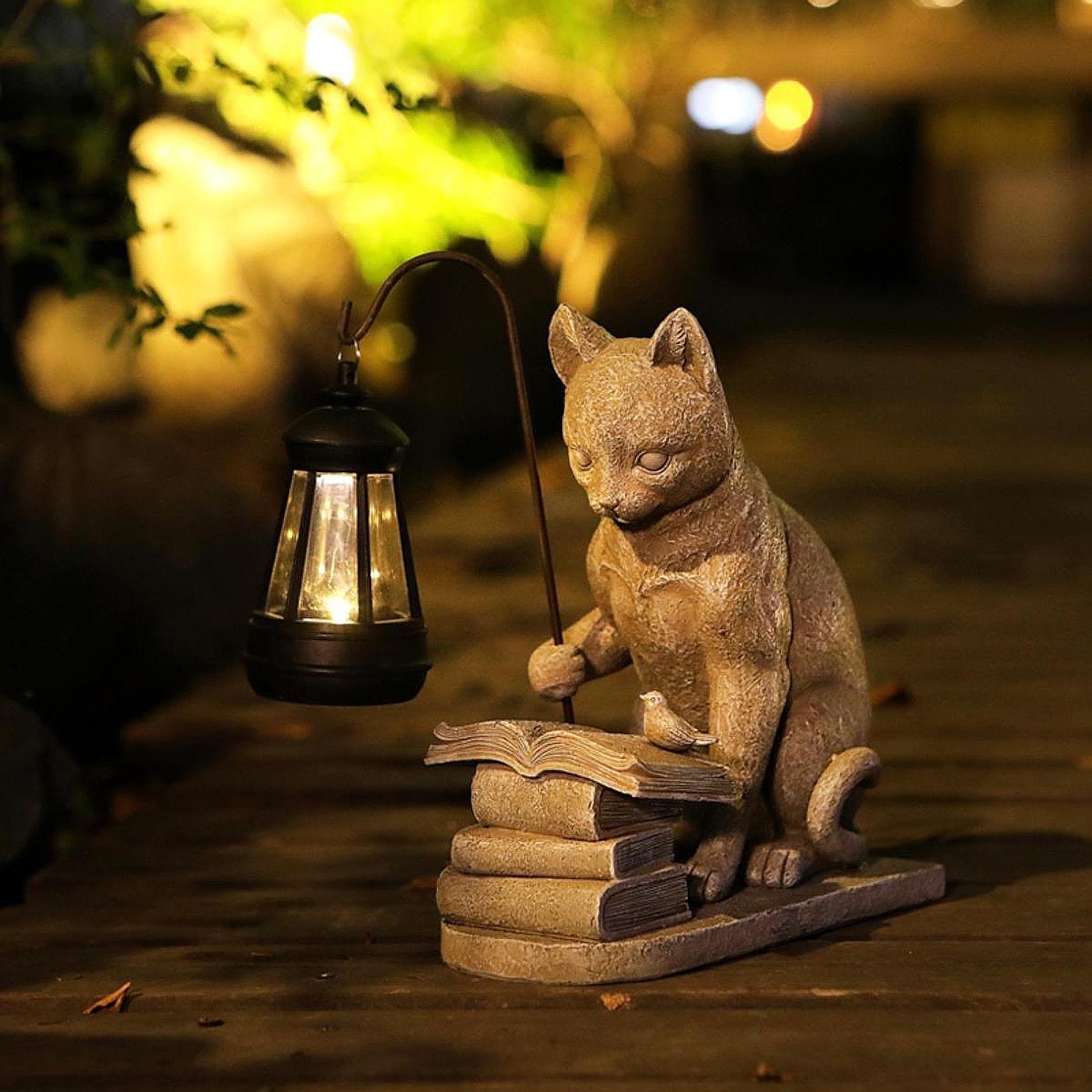 Cat Solar Garden Mini Statue S – обзор и цена Resin Art Sculptures