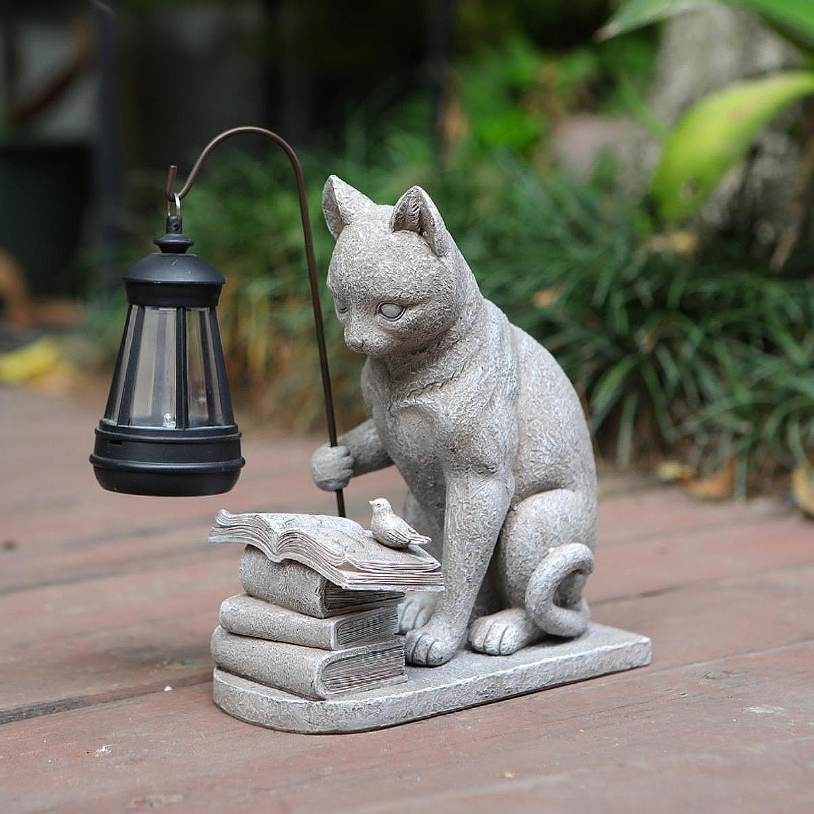 Cat Solar Garden Mini Statue S – обзор и цена Resin Art Sculptures