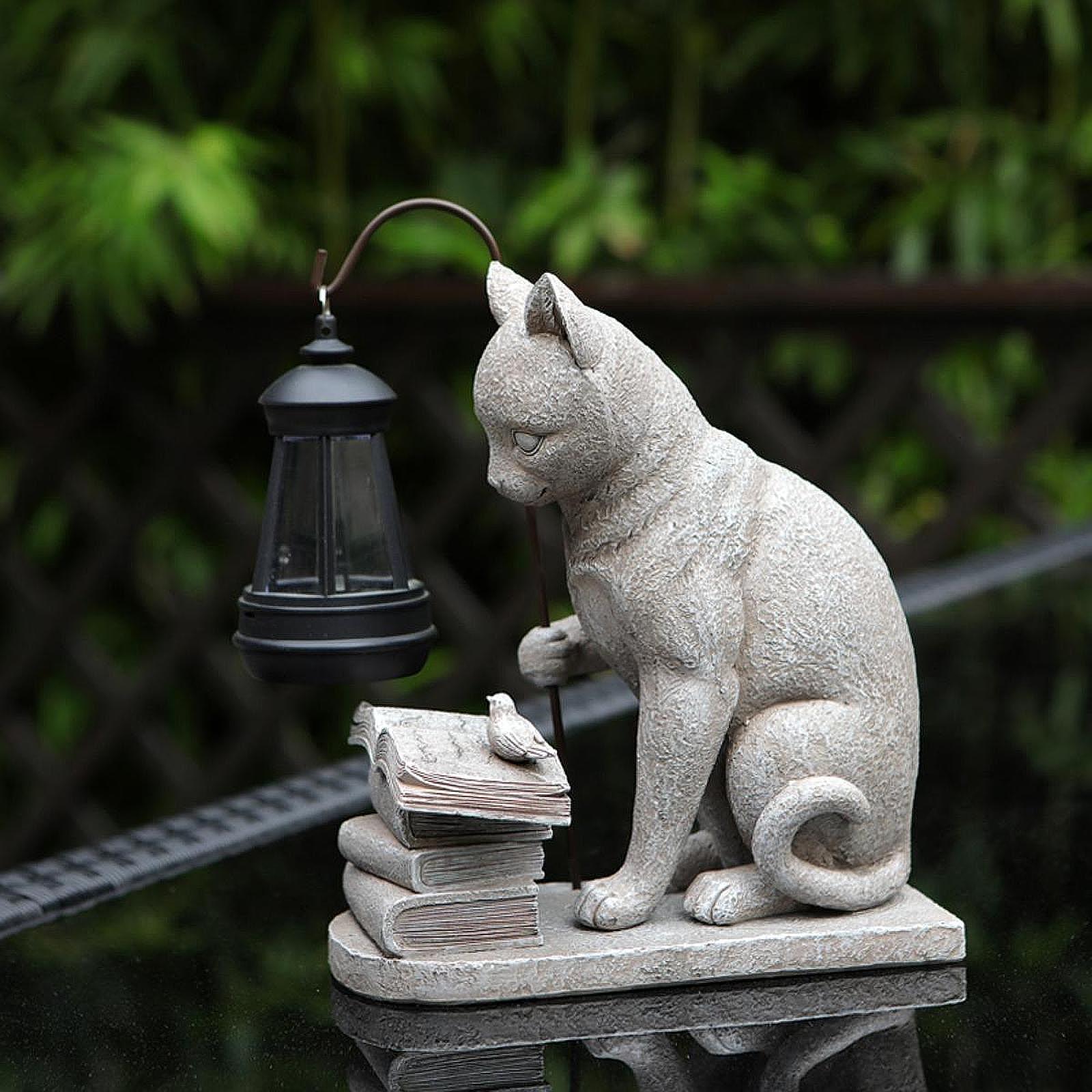 Cat Solar Garden Mini Statue S – обзор и цена Resin Art Sculptures