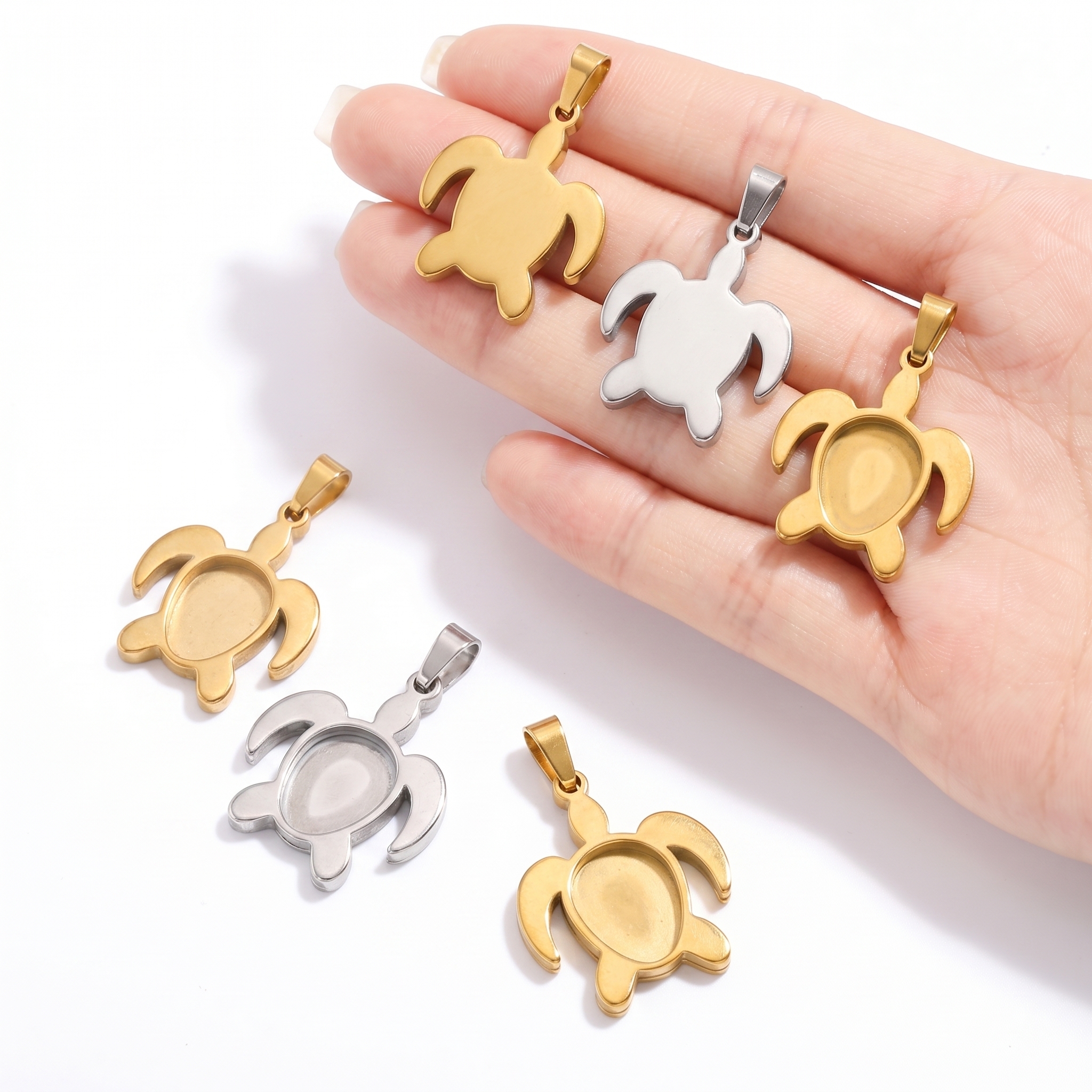 5pcs Stainless Steel Turtle Pe – обзор и цена Bezels Pendant Resin