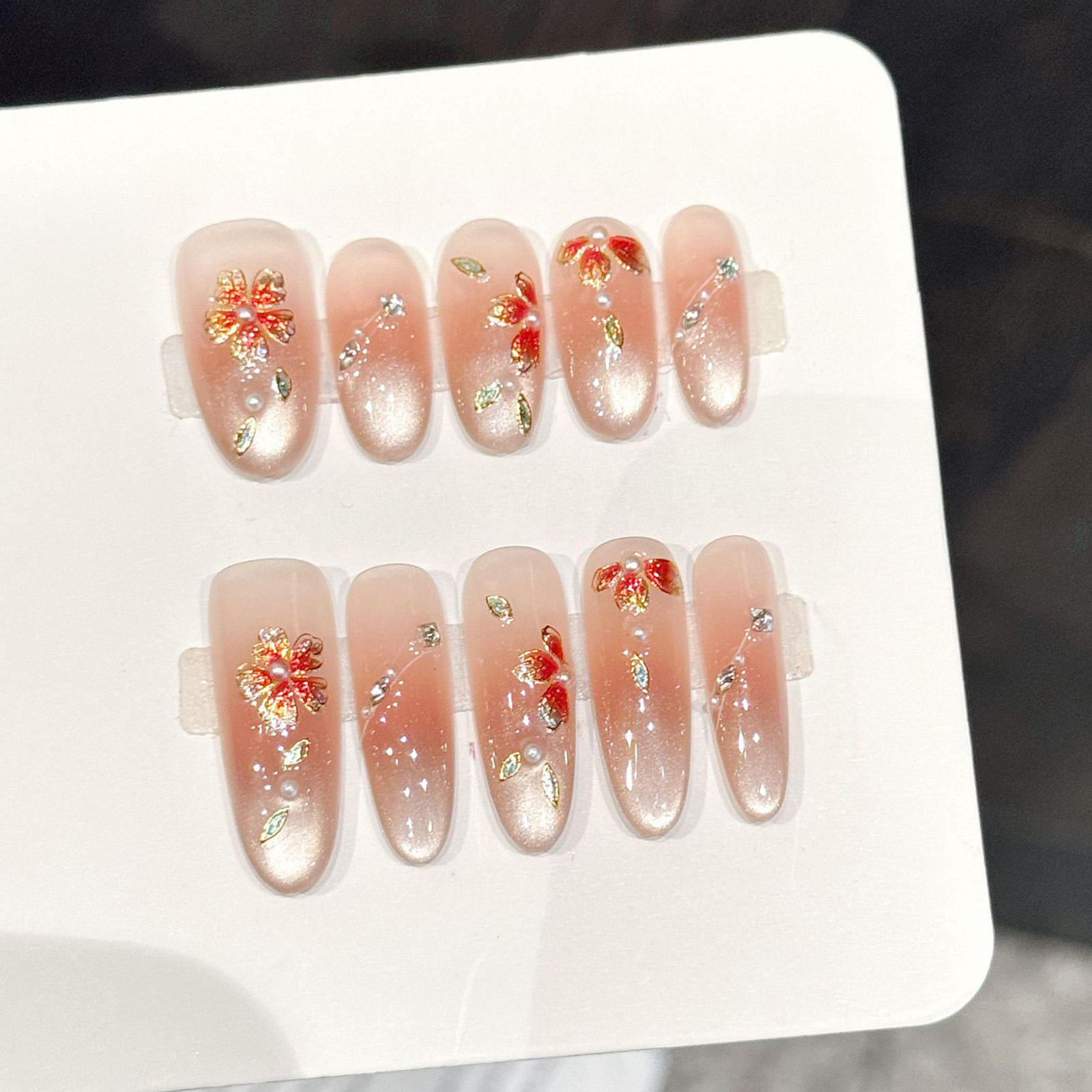 10pcs Handmade Fake Nails Pres – обзор и цена Resin Art Flower
